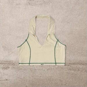 SET Active Cream and Green Crop Top